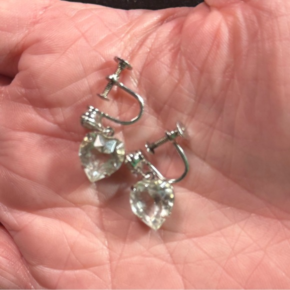 Sterling Jewelry - Vintage Sterling Silver Crystal Screw on Earrings